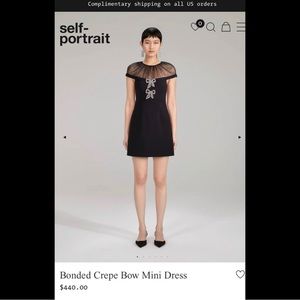 Self Portrait Crepe Mini Dress with Bow Detail
